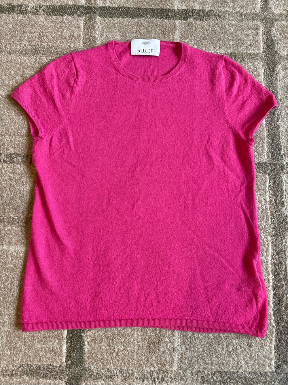 Allude hot pink short-sleeve crewneck sweater Fine Knit Cashmere Medium